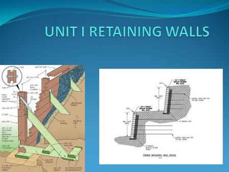 UNIT I RETAINING WALLS.