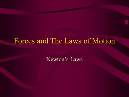 Forces and The Laws of Motion Newton’s Laws. Force Simply a push or a pull Forces can change the state of an object’s motion A vector quantity with magnitude.