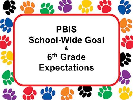 PBIS School-Wide Goal & 6 th Grade Expectations. Data Lakeview’s Referrals 48 defiance/disrespect 20 disruption 4 Other Total: 72 6 th Grade Referrals.