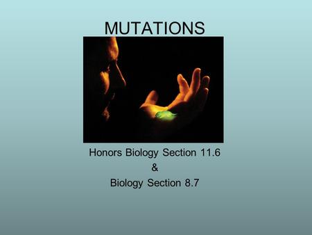 MUTATIONS Honors Biology Section 11.6 & Biology Section 8.7 Revised 2011.