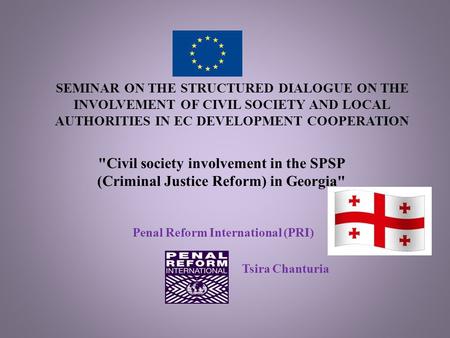 SEMINAR ON THE STRUCTURED DIALOGUE ON THE INVOLVEMENT OF CIVIL SOCIETY AND LOCAL AUTHORITIES IN EC DEVELOPMENT COOPERATION Penal Reform International (PRI)