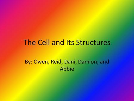 The Cell and Its Structures By: Owen, Reid, Dani, Damion, and Abbie.