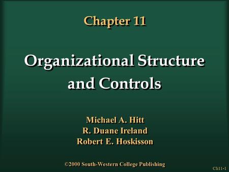 Organizational Structure and Controls