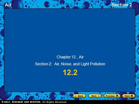 Section 2: Air, Noise, and Light Pollution