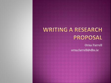 Writing a research proposal