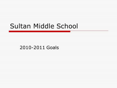 Sultan Middle School 2010-2011 Goals. 2009-2010 MSP.