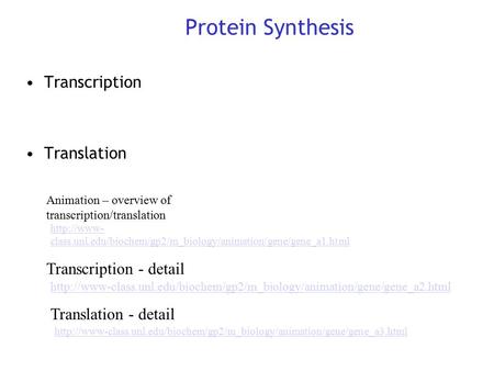 Protein Synthesis Transcription Translation Transcription - detail