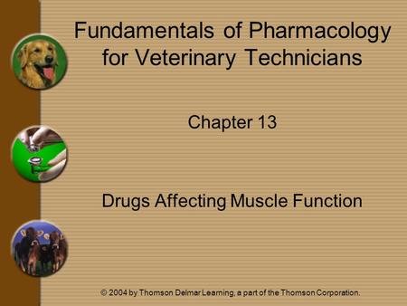 © 2004 by Thomson Delmar Learning, a part of the Thomson Corporation. Fundamentals of Pharmacology for Veterinary Technicians Chapter 13 Drugs Affecting.