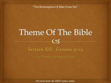 Theme Of The Bible Section XII: Genesis 21-24