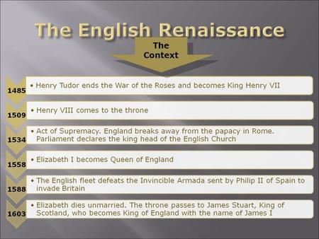 The Context. Culture (1485-1688)  Humanistic ideals retrieved from ancient Greek and Roman cultures  The court as a center of literary and artistic.