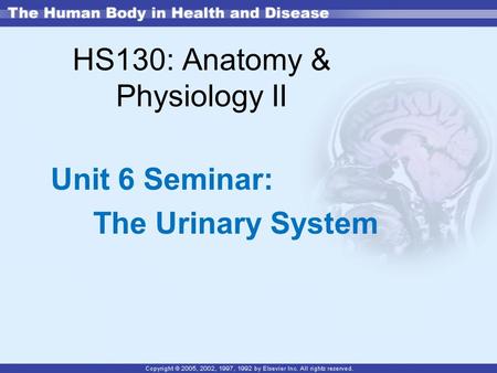 HS130: Anatomy & Physiology II