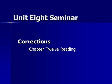 Corrections Chapter Twelve Reading