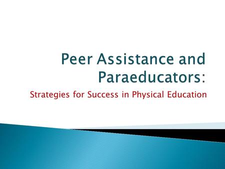 Strategies for Success in Physical Education  Same Age – General Physical Education class  Cross Age – older student with younger student  Class Wide.