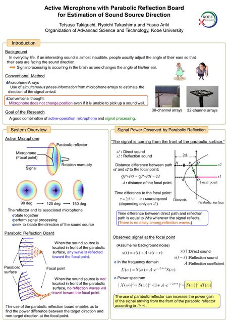 Active Microphone with Parabolic Reflection Board for Estimation of Sound Source Direction Tetsuya Takiguchi, Ryoichi Takashima and Yasuo Ariki Organization.