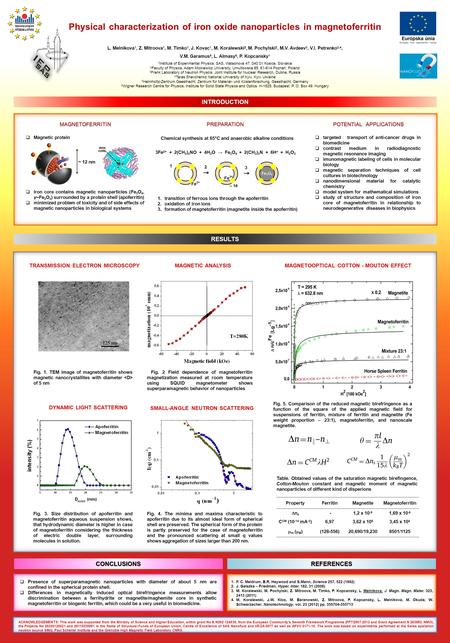 Physical characterization of iron oxide nanoparticles in magnetoferritin L. Melnikova 1, Z. Mitroova 1, M. Timko 1, J. Kovac 1, M. Koralewski 2, M. Pochylski.