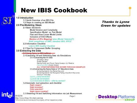 06/02/04  *Other brands and names are the property of their respective owners Page 1 New IBIS Cookbook 1.0 Introduction.