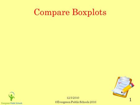 ©Evergreen Public Schools 2010 1 12/3/2010 Compare Boxplots.