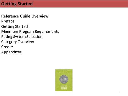 1 Getting Started Reference Guide Overview Preface Getting Started Minimum Program Requirements Rating System Selection Category Overview Credits Appendices.