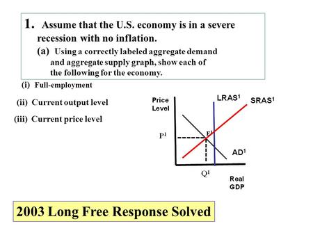 1. Assume that the U.S. economy is in a severe