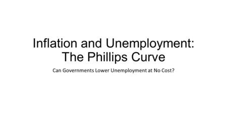 Inflation and Unemployment: The Phillips Curve