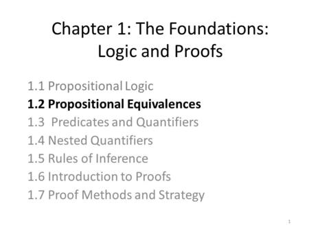 Chapter 1: The Foundations: Logic and Proofs