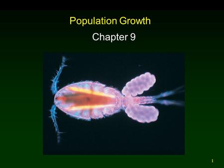 1 Population Growth Chapter 9. 2 Outline Geometric Growth Exponential Growth Logistic Population Growth Limits to Population Growth  Density Dependent.