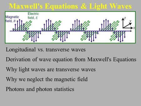 Maxwell's Equations & Light Waves