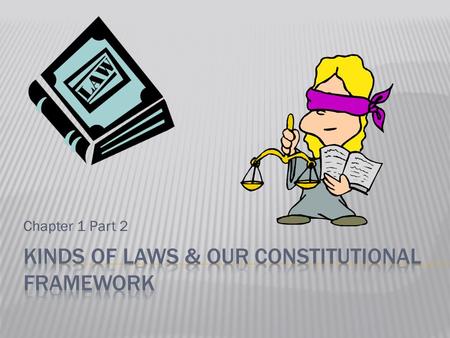 Chapter 1 Part 2. CRIMINAL LAWSCIVIL LAWS  Regulate public behavior & responsibilities to society  Case can only be brought by government  Two types.