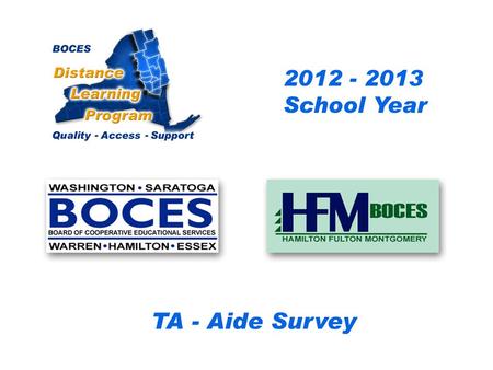 CRB/FEH/Questar III Distance Learning Project DL Aide - Assistant Survey 2009 – 2010 School Year... BOCES Distance Learning Program Quality Access Support.