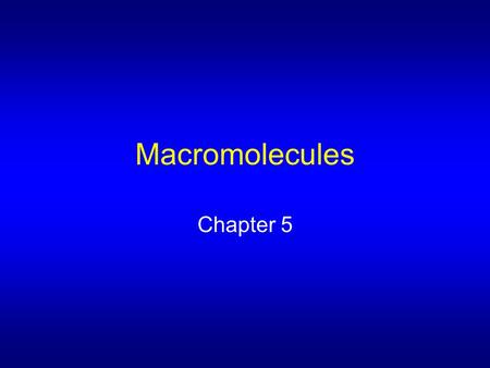 Macromolecules Chapter 5 All are polymers Monomer – subunit of polymer Macromolecule – large organic polymer Those found in living systems: Carbohydrates.