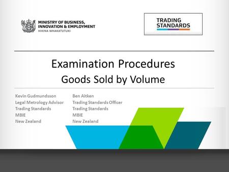 Examination Procedures Goods Sold by Volume