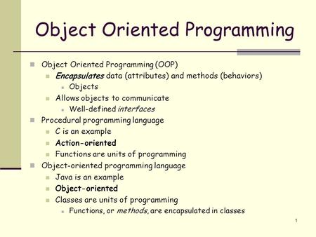 Object Oriented Programming