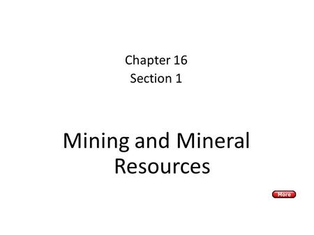 Mining and Mineral Resources