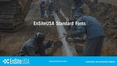 Www.ensiteusa.com Leadership. Accountability. Integrity. EnSiteUSA Standard Fonts.