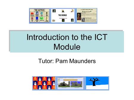 Introduction to the ICT Module Tutor: Pam Maunders.