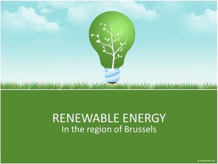 RENEWABLE ENERGY In the region of Brussels. Some numbers In 2010 28% of the electricity in Europe was generated by nuclear facilities. In Belgium 51%!