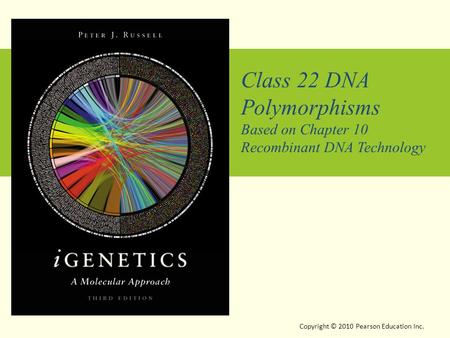 Class 22 DNA Polymorphisms Based on Chapter 10 Recombinant DNA Technology Copyright © 2010 Pearson Education Inc.