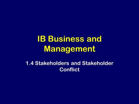 IB Business and Management