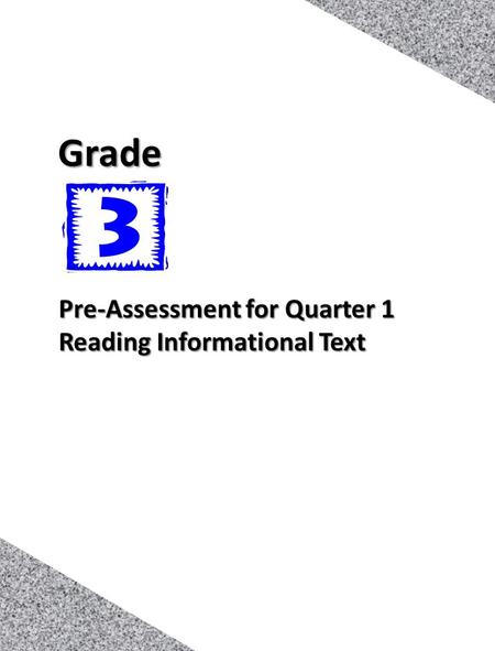 1 Pre-Assessment for Quarter 1 Reading Informational Text Grade.