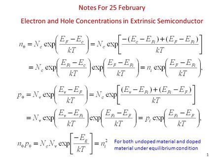 Electron and Hole Concentrations in Extrinsic Semiconductor