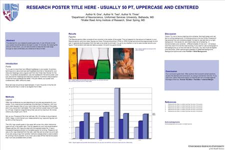 RESEARCH POSTER TITLE HERE - USUALLY 50 PT, UPPERCASE AND CENTERED Author N. One 1, Author N. Two 2, Author N. Three 1 1 Department of Neuroscience, Uniformed.