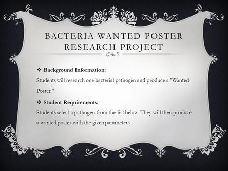 Bacteria Wanted Poster Research Project