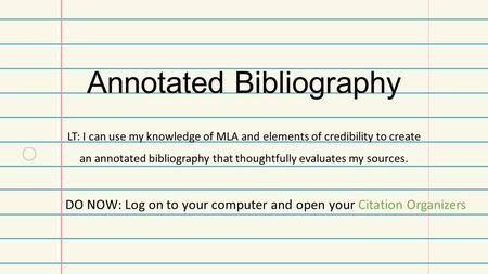 Annotated Bibliography