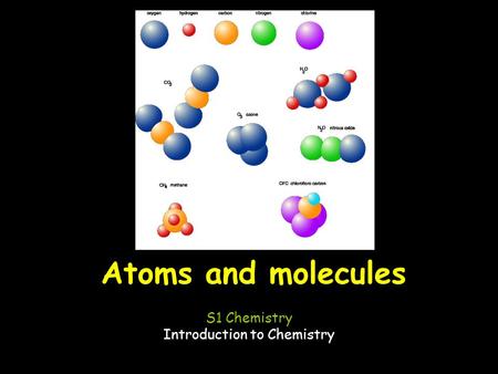 Atoms and molecules S1 Chemistry Introduction to Chemistry.