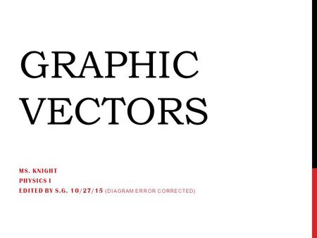 GRAPHIC VECTORS MS. KNIGHT PHYSICS I EDITED BY S.G. 10/27/15 (DIAGRAM ERROR CORRECTED)