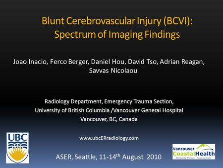 Blunt Cerebrovascular Injury (BCVI): Spectrum of Imaging Findings