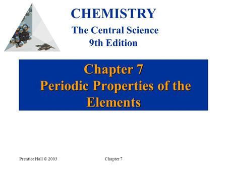 Prentice Hall © 2003Chapter 7 Chapter 7 Periodic Properties of the Elements CHEMISTRY The Central Science 9th Edition.