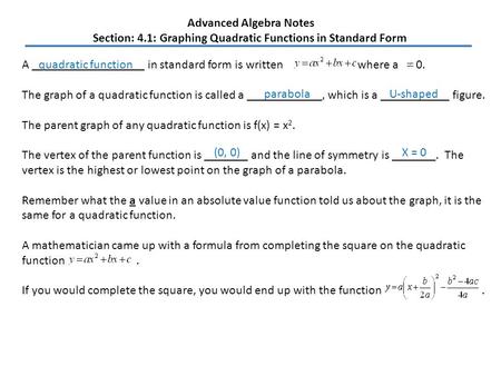 Advanced Algebra Notes