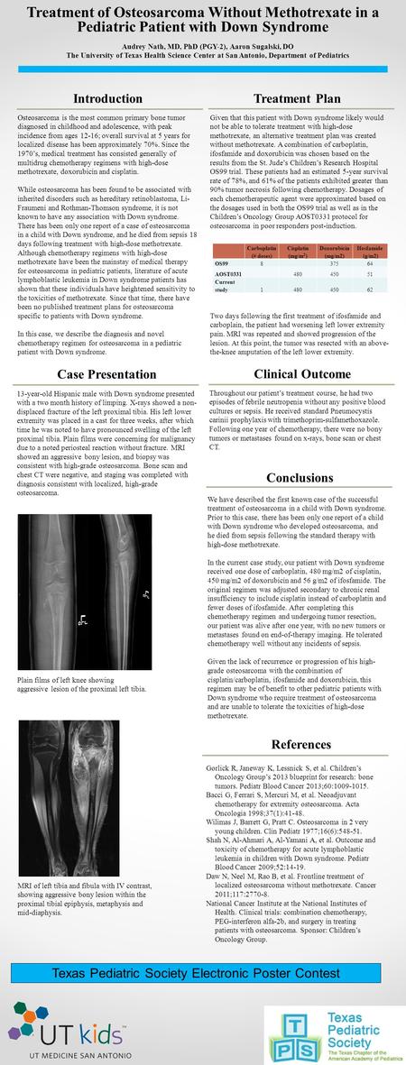 Introduction Osteosarcoma is the most common primary bone tumor diagnosed in childhood and adolescence, with peak incidence from ages 12-16; overall survival.