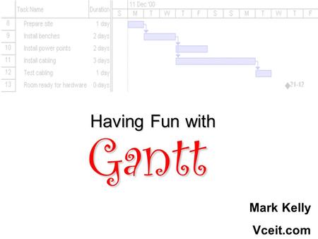 Mark Kelly Vceit.com Gantt Having Fun with. 2 Well, “fun” might be optimistic At least they’re more fun than this…